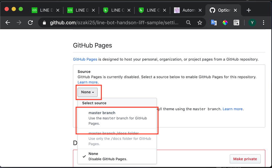 github pages settings